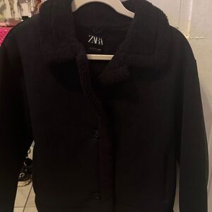 Zara Dark Jacket with Plush Collar